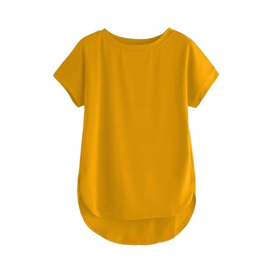 Women Solid Round Neck Cotton  T-Shirt